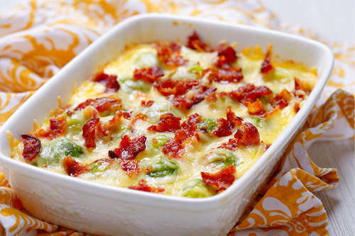 Baked Brussel, Bacon, & Chicken Casserole