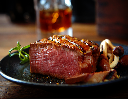 Brown Sugar Bourbon Steak, Mashed Potatoes, Wild Mushrooms