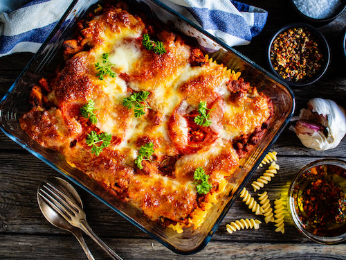 Caprese Beef Pasta Bake