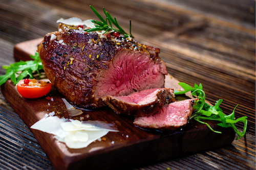 Cognac Peppercorn Beef Tenderloin, Mashed Potatoes, Veggies