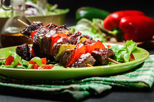 Filet Mignon Kabobs, Au Gratin Potatoes & Veggies