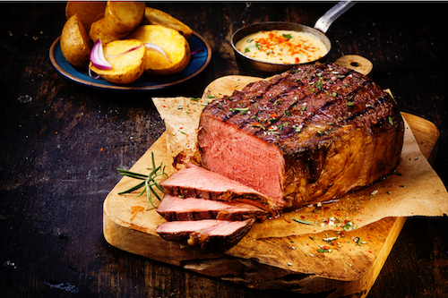 Filet Mignon, Lobster Shrimp Sauce, Garlic Potatoes, Broccoli