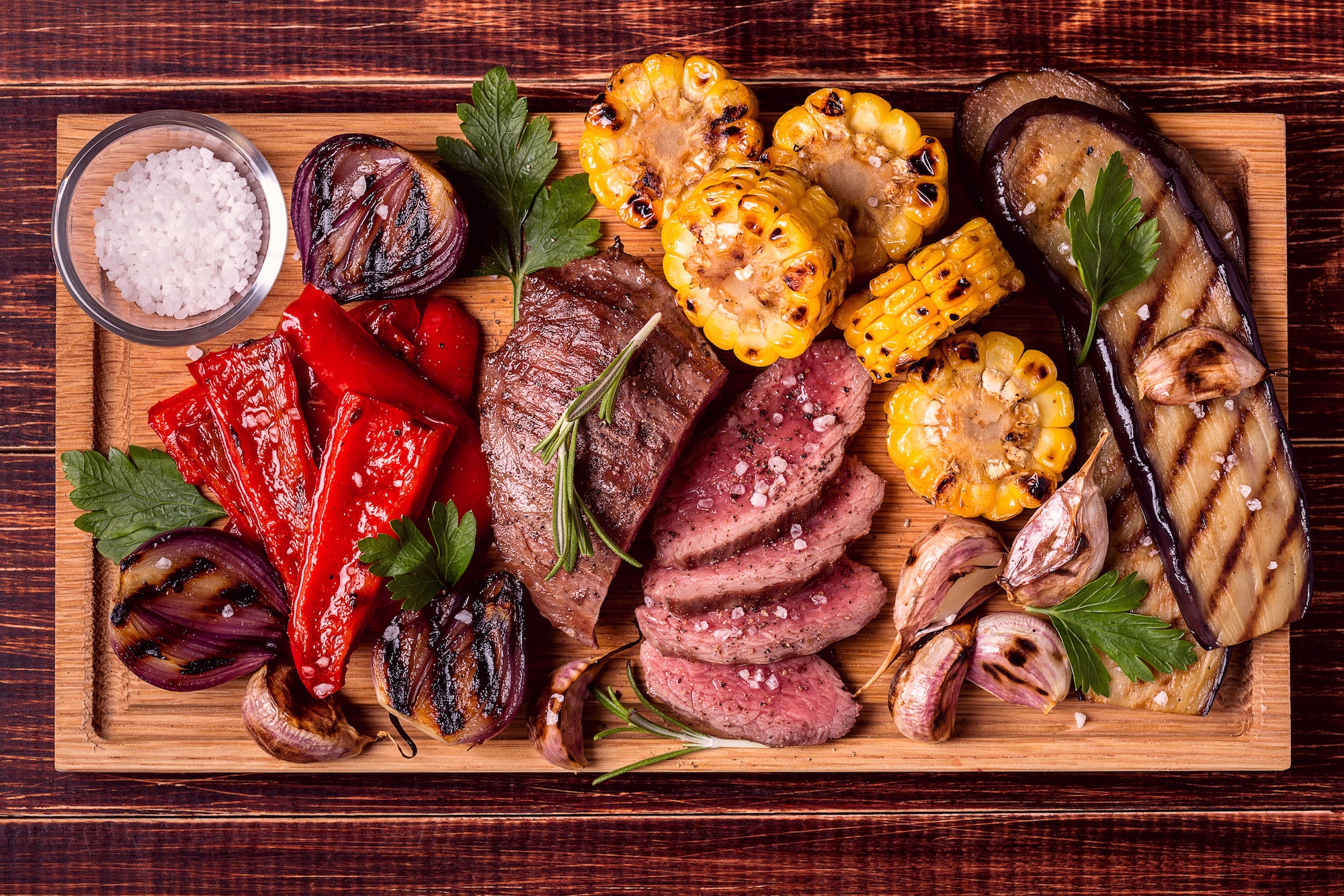 Grilled Marinated Steak and Vegetables - Low Carb