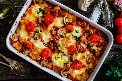 Marinara Beef Ziti Bake