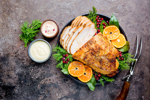 Cranberry Orange Glazed Turkey, Savory Sweet Potatoes, Veggies (NEW)