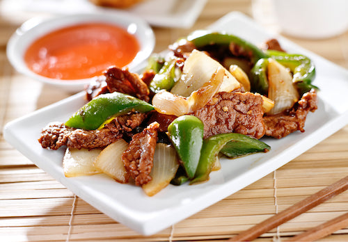 Pepper Beef Stir Fry with Rice