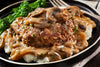 Salisbury Steak, Rich Mushroom Onion Gravy, Broccoli