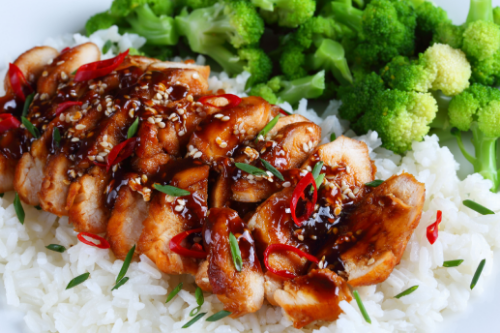 Honey Sweet Teriyaki Chicken, White Rice & Broccoli