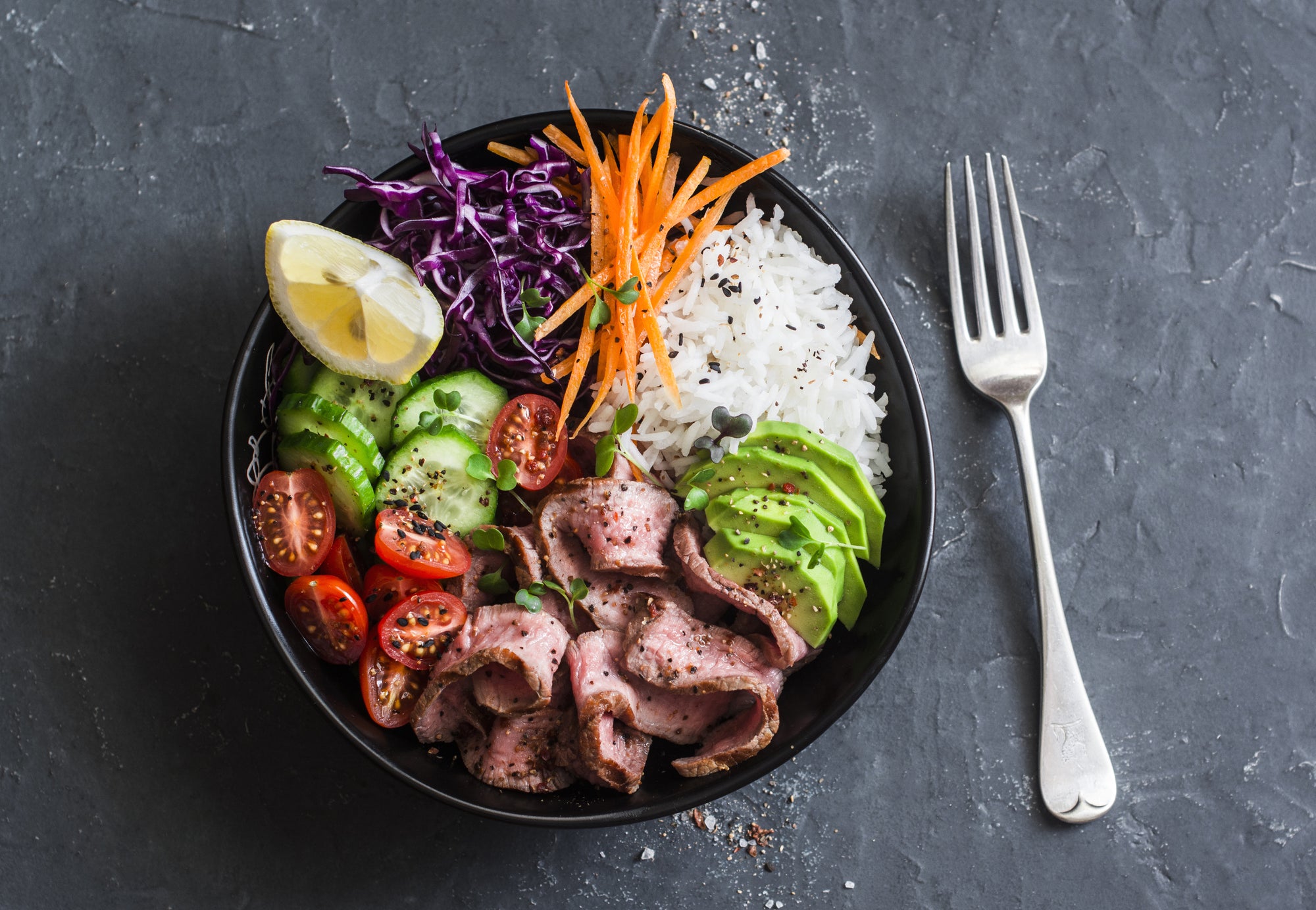 Steak Buddha Bowl Salad with Peppercorn Ranch - Low Carb