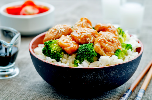 SS - Teriyaki Sesame Chicken, Rice, Broccoli