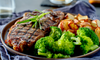 New York Strip Steak, Garlic Potatoes & Broccoli