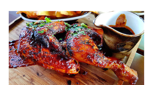 Barbecue Chicken, Au Gratin Potatoes, Creamed Corn