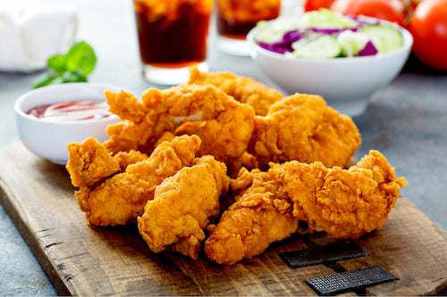 You will love our version of buffalo chicken, lots of flavor not lots of heat. These strips are packed with flavor and served lemon pepper coleslaw, our homemade ranch, buffalo sauce!