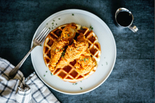 Southern Chicken, Waffles, Mashed Potatoes