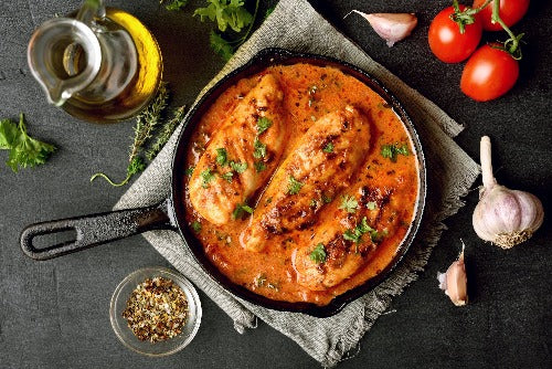 Ranchero Chicken, Spanish Rice, Fiesta Beans