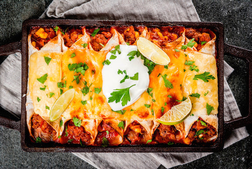 Deluxe Chicken Enchiladas in Red Sauce