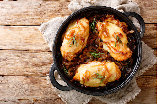 Grilled Chicken, Caramelized Sherry Onions, Mashed Potatoes