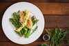 Grilled Chicken, Asparagus over Sautéed Spinach - Lower Carb