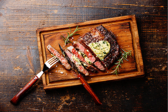 Prime Ribeye Steak, Twice Baked Potato, Herb Butter