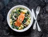 Salmon with Pesto Spinach Pappardelle