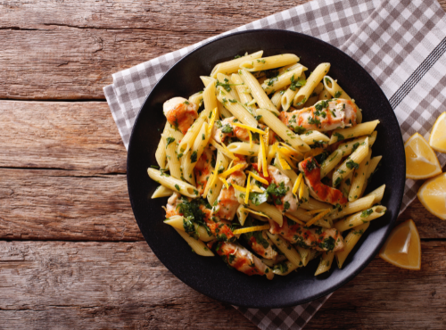Chicken Penne in a Light Lemon, Wine EVOO Sauce