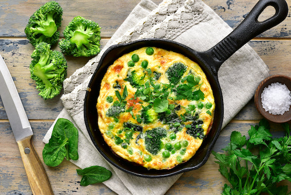 Our Spring omelette, is made with farm raised eggs, shredded chicken, sautéed spinach, tomatoes, broccoli, and cheese.
