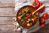 Vegetable Beef Soup. Our homemade beef and fresh vegetable soup is low fat yet hearty with nutritious ingredients. This hearty soup is packed with slowed cooked chuck roast, veggies, and tomatoes! Add a dinner salad or mixed green salad and dinner is done.